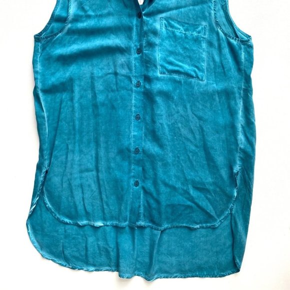 Young Fabulous & Broke  YFB Long Sleeveless Button Shirt Blue - Picture 4 of 5